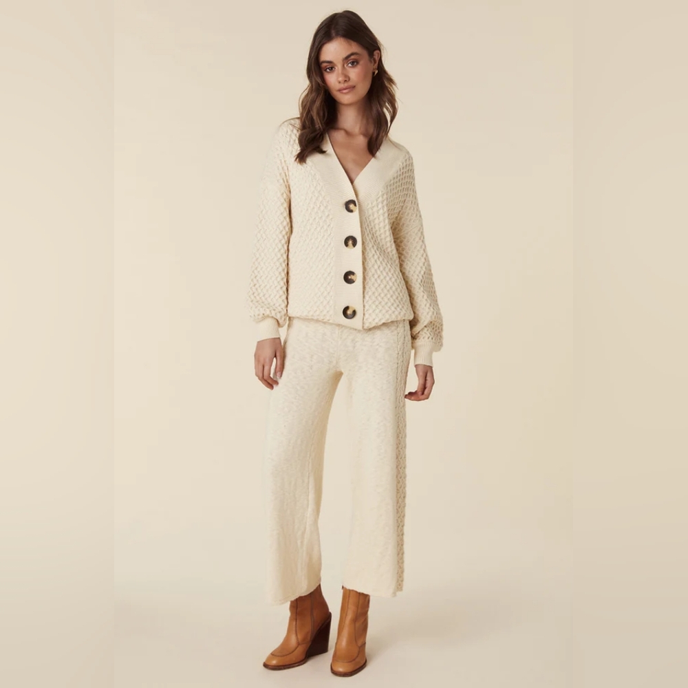 Spell Knit Wide-Leg Capris in Sand Beige - Picture 11 of 13
